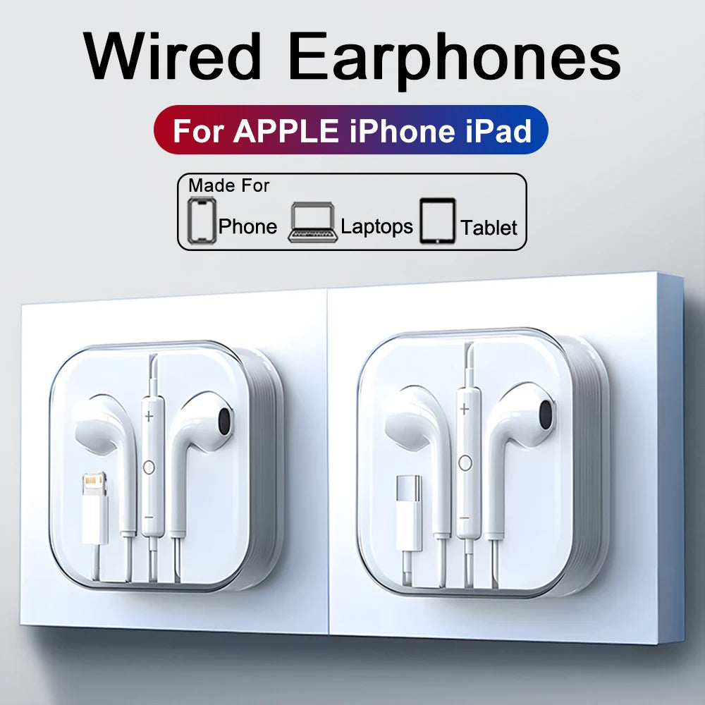 For iPhone 17 16 15 Pro Max Type C Earphones Tablet Laptops Headphones For Apple iPad iPhone 14 13 12 11 Pro Max Wired Earbuds