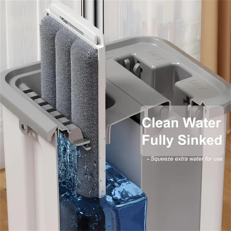 AEHOME Hands-Free Flat Mop & Bucket Set – 360° Swivel, 4 Reusable Microfiber Pads, Long Handle