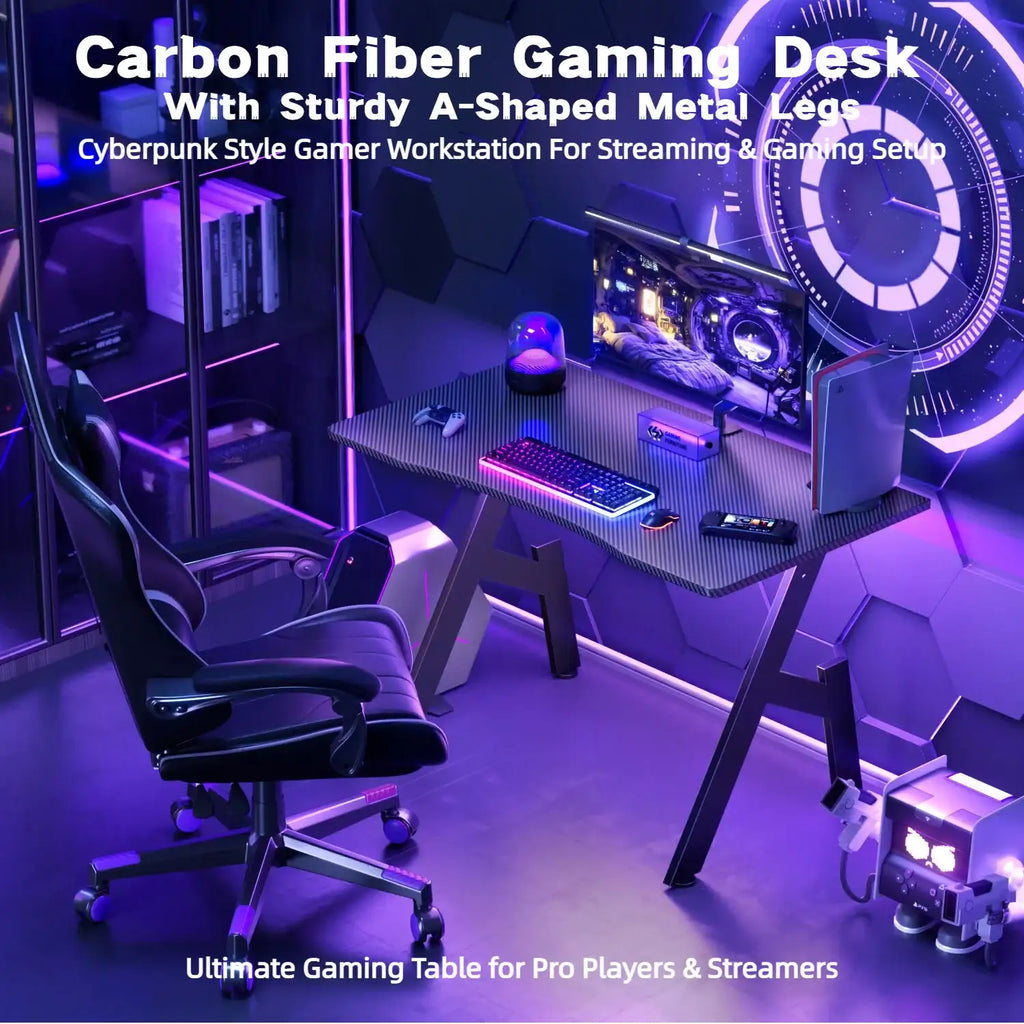 A-Shaped Carbon Fiber Ergonomic Gaming Desk - BaseMaxCore