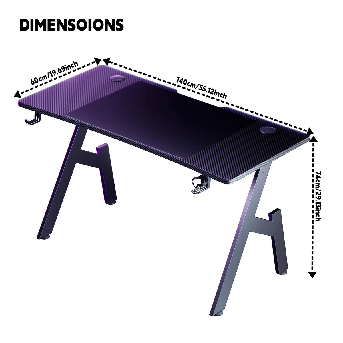 A-Shaped Carbon Fiber Ergonomic Gaming Desk - BaseMaxCore