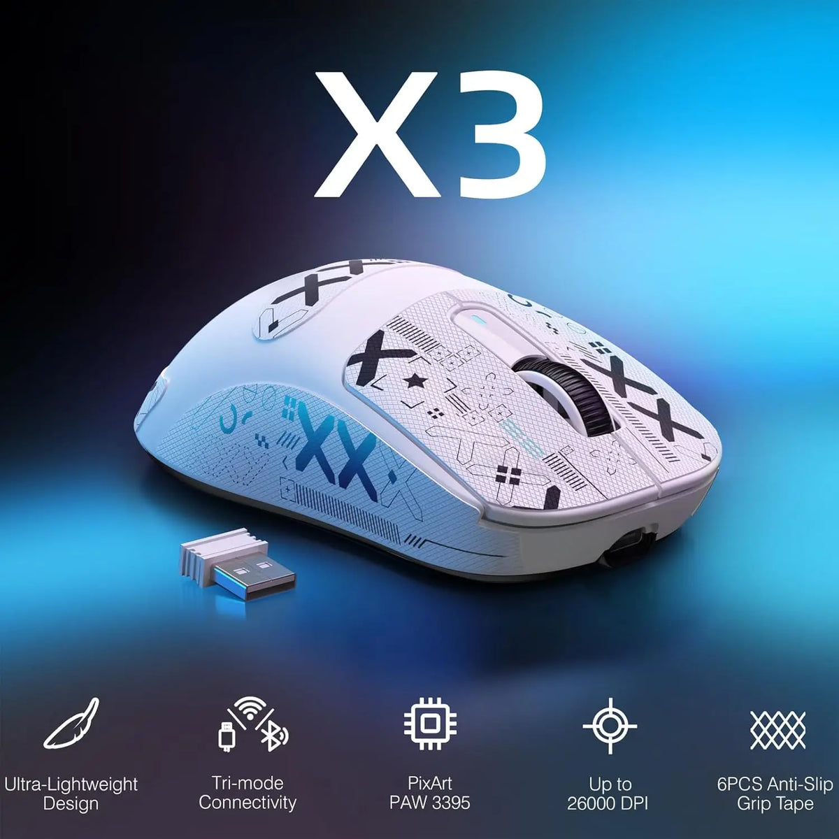 ATTACK SHARK X3 Lightweight Wireless Gaming Mouse - BaseMaxCore