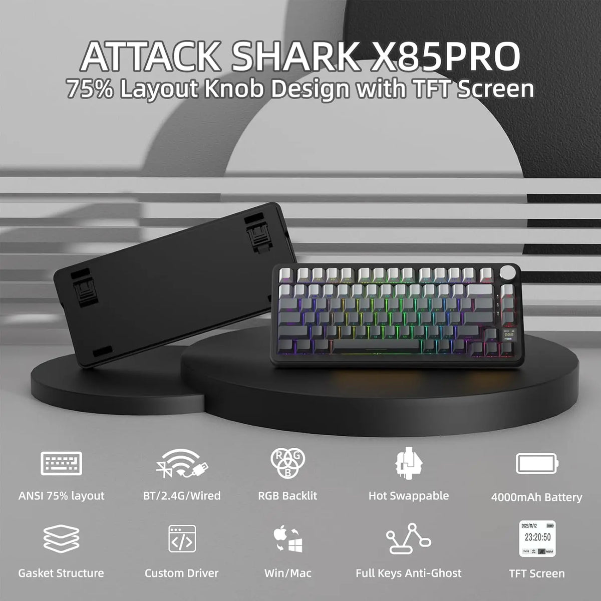 ATTACK SHARK X85Pro Wireless Mechanical Keyboard - BaseMaxCore