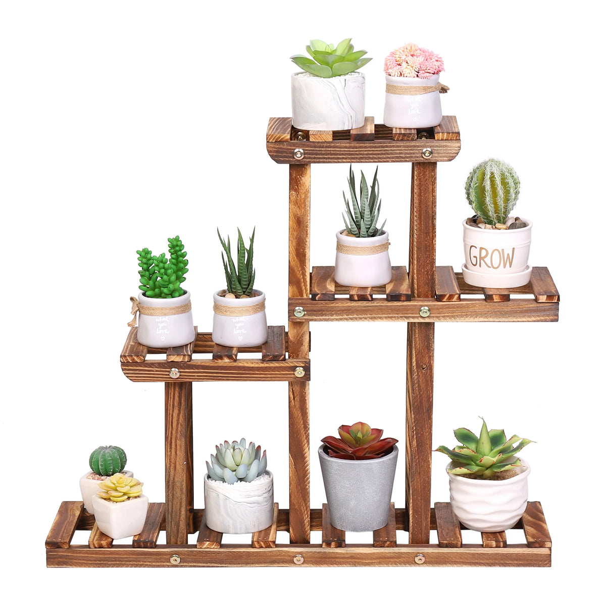 BINGOPAW Carbonised Wood Multi-Tier Plant Stand - BaseMaxCore