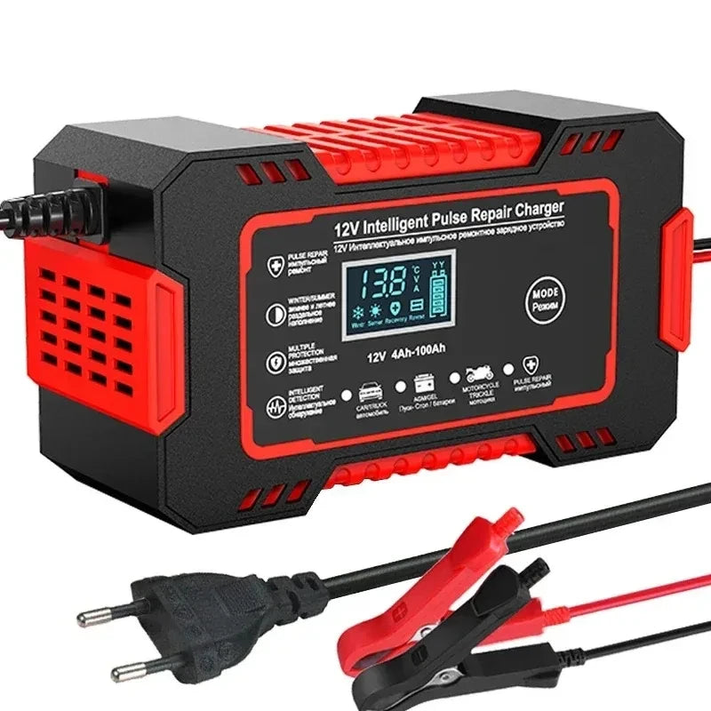 Car Battery Charger with LCD & Pulse Repair - BaseMaxCore