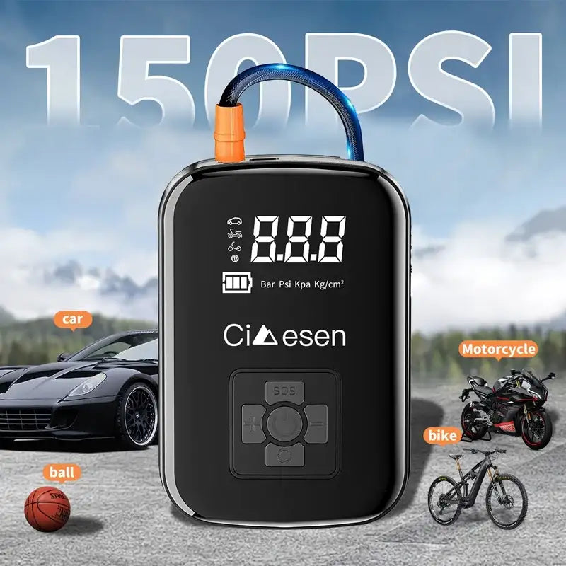 Cordless Tire Inflator – 150 PSI Portable Air Compressor - BaseMaxCore