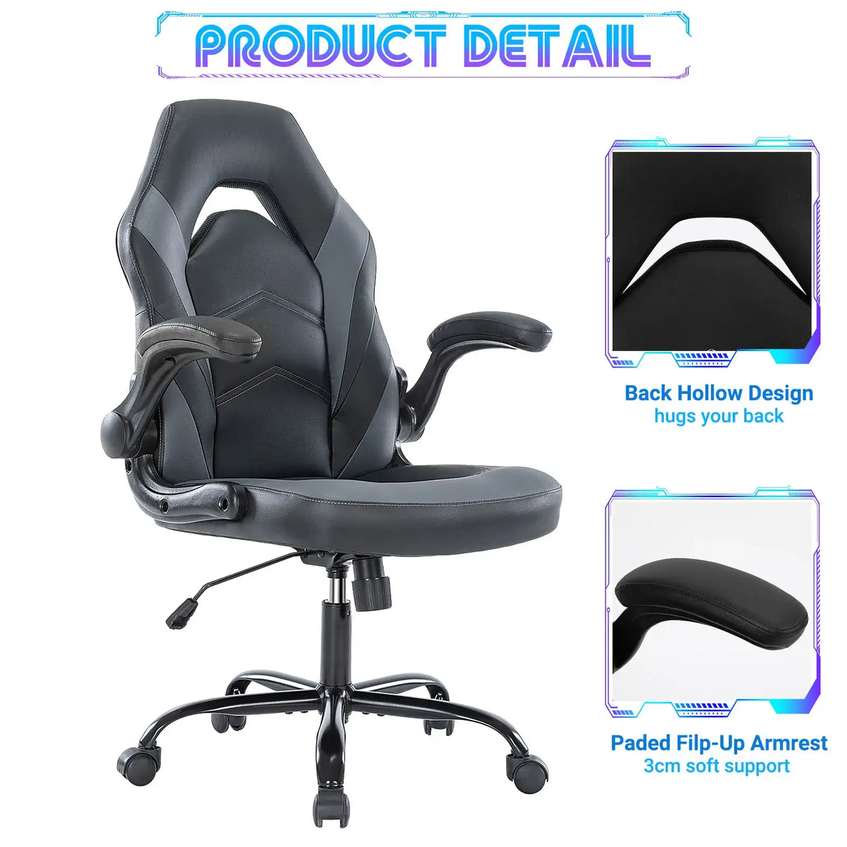 Ergonomic Gaming & Office Chair with Flip-Up Armrests - BaseMaxCore
