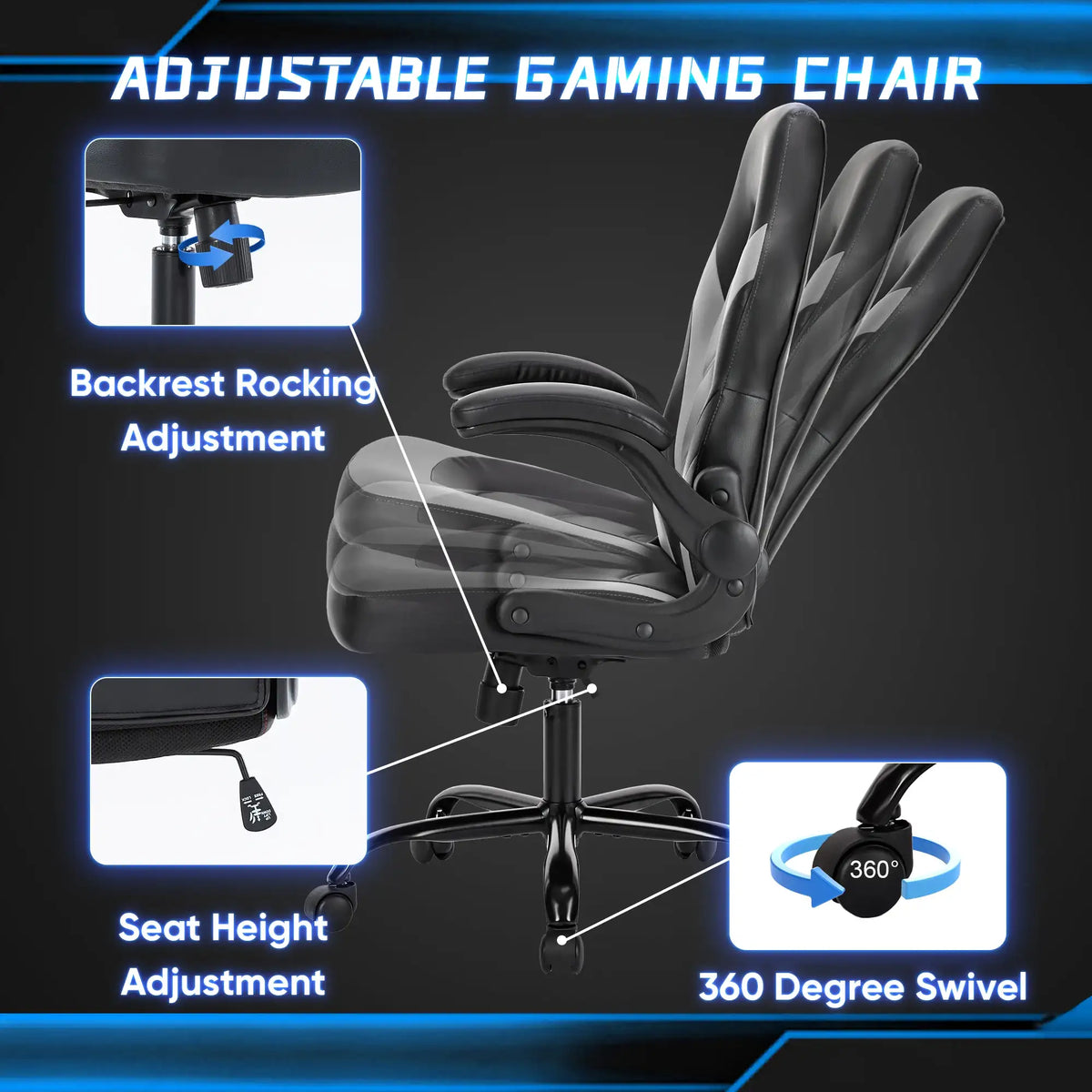 Ergonomic Gaming & Office Chair with Flip-Up Armrests - BaseMaxCore