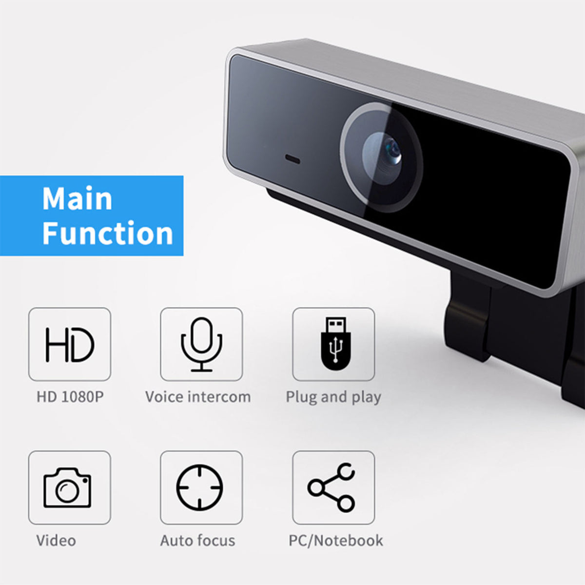 Full HD USB Webcam with Microphone - BaseMaxCore