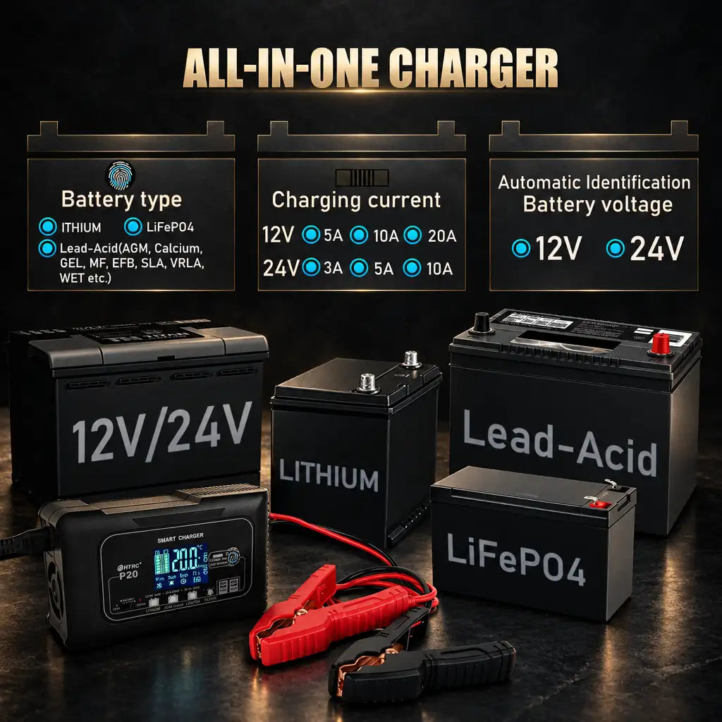 HTRC 10A/20A Smart Car Battery Charger - BaseMaxCore