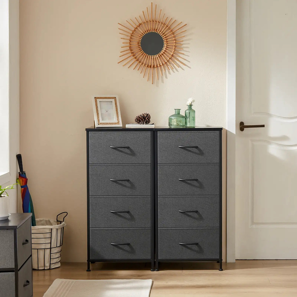 JHK 4-Drawer Fabric Dresser with Steel Frame - BaseMaxCore