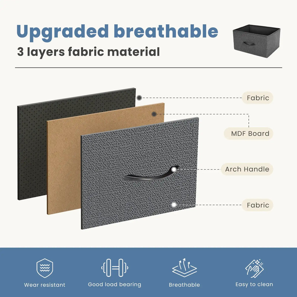 JHK 4-Drawer Fabric Dresser with Steel Frame - BaseMaxCore