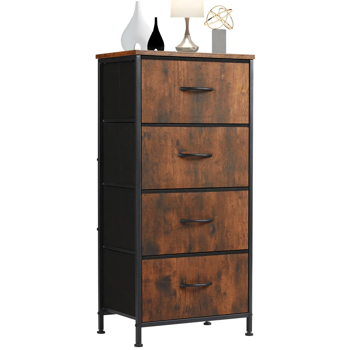 JHK 4-Drawer Fabric Dresser with Steel Frame - BaseMaxCore