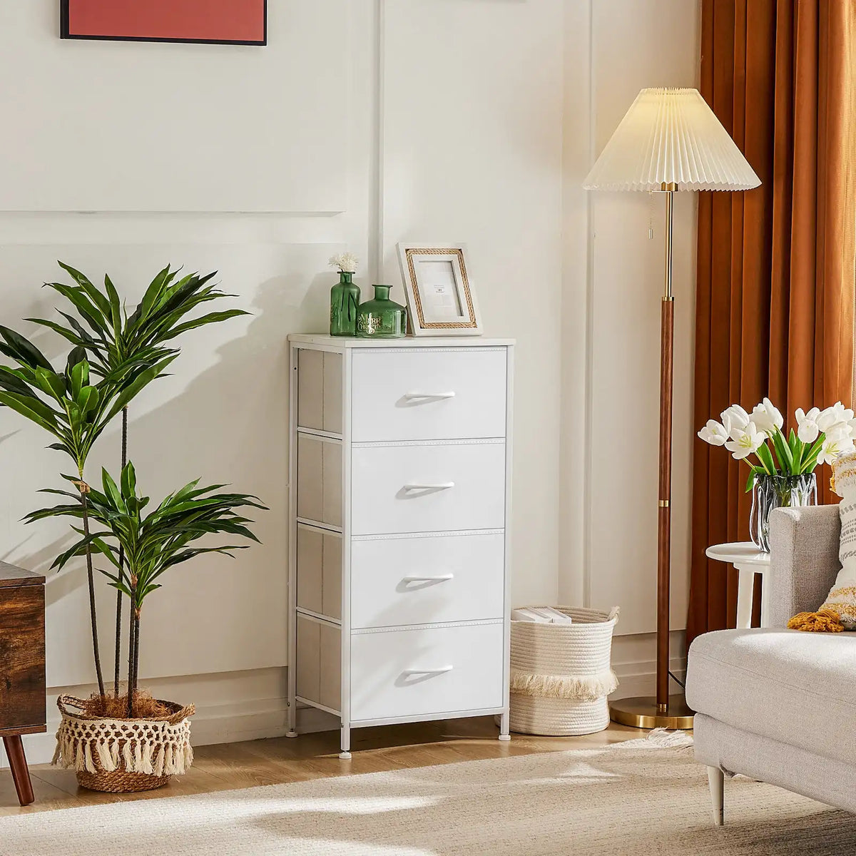 JHK 4-Drawer Fabric Dresser with Steel Frame - BaseMaxCore