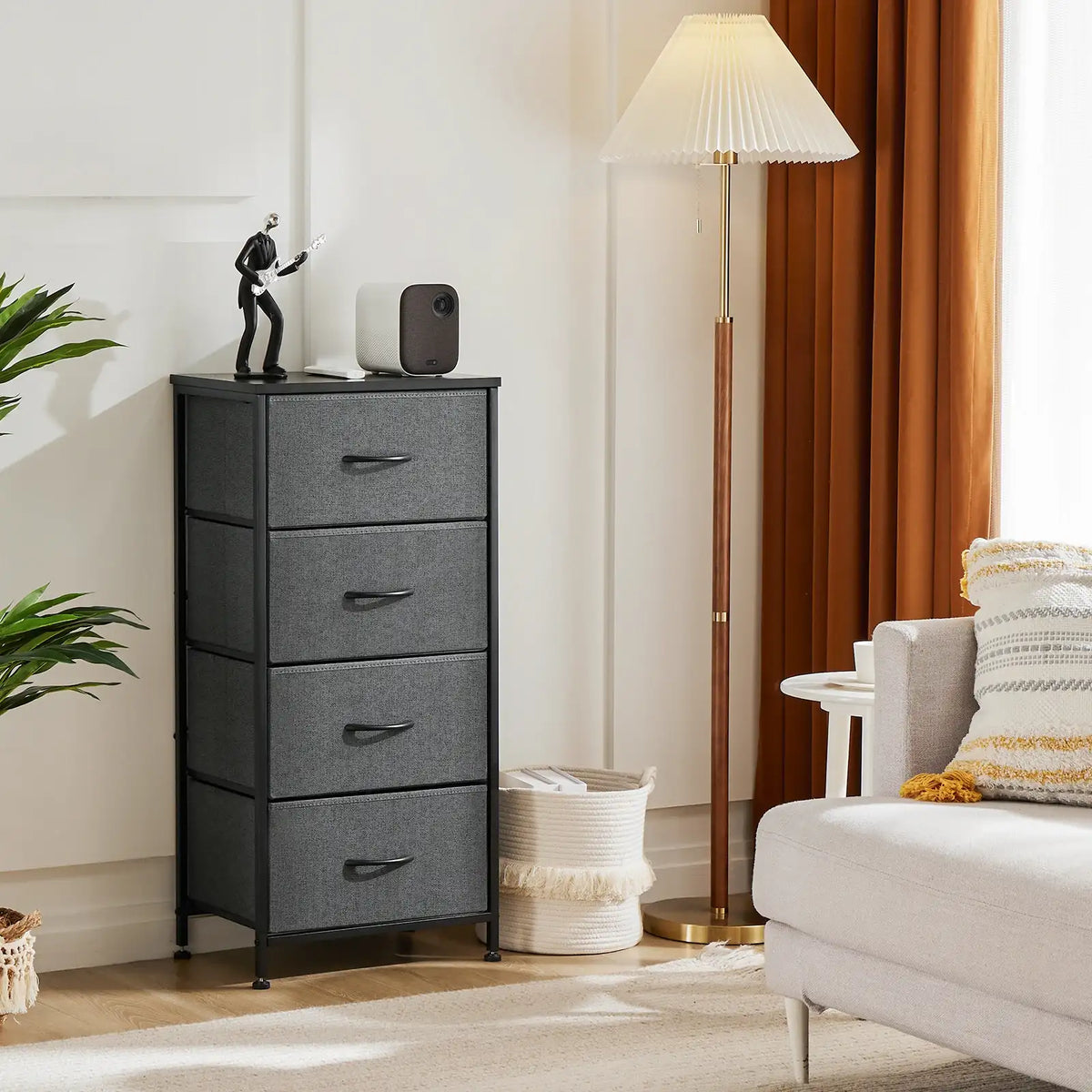 JHK 4-Drawer Fabric Dresser with Steel Frame - BaseMaxCore