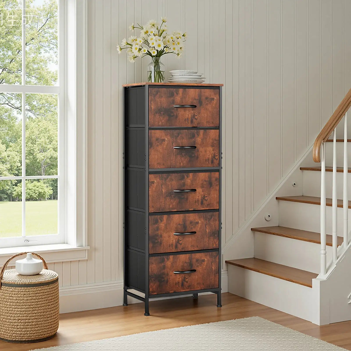 JHK 48" Dresser with 5 Fabric Drawers - BaseMaxCore