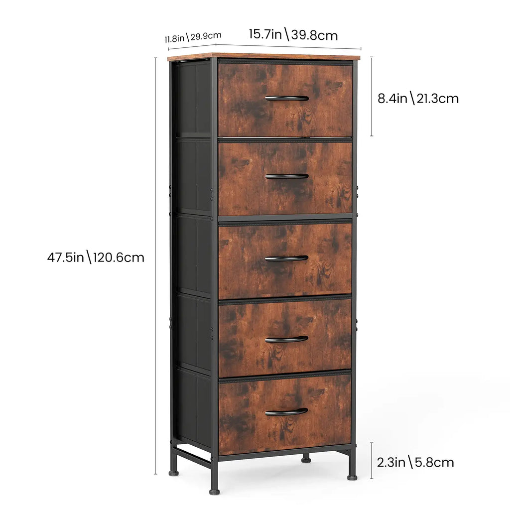 JHK 48" Dresser with 5 Fabric Drawers - BaseMaxCore