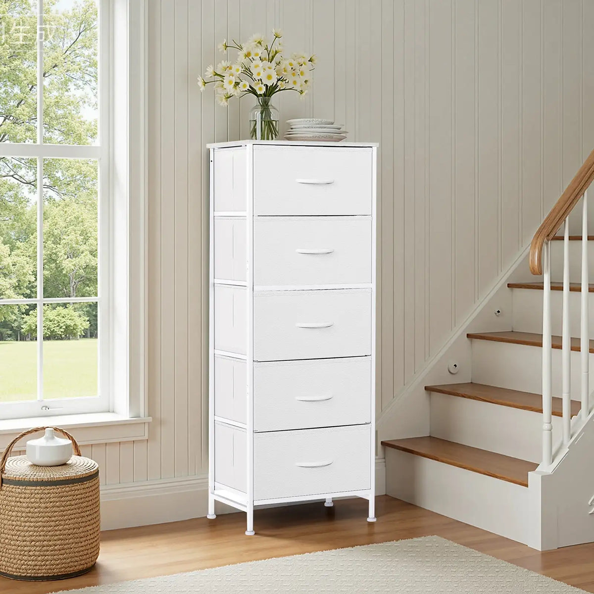 JHK 48" Dresser with 5 Fabric Drawers - BaseMaxCore