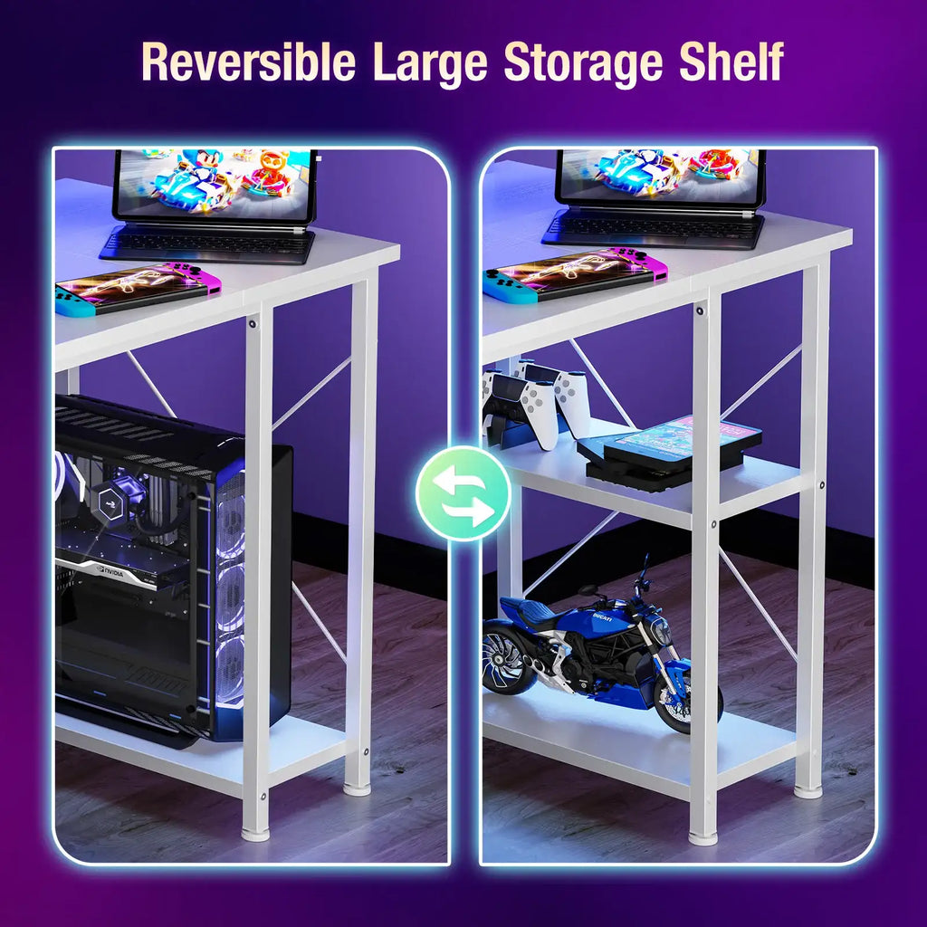 JHK 48" RGB Gaming & Office Desk with Drawers - BaseMaxCore