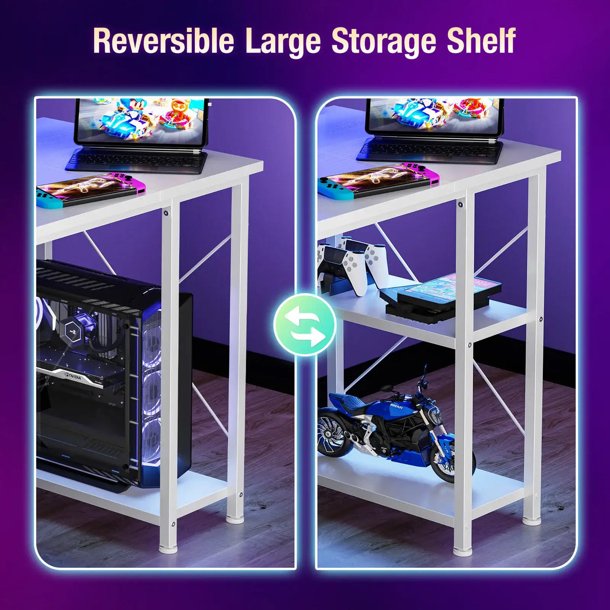JHK 48" RGB Gaming & Office Desk with Drawers - BaseMaxCore
