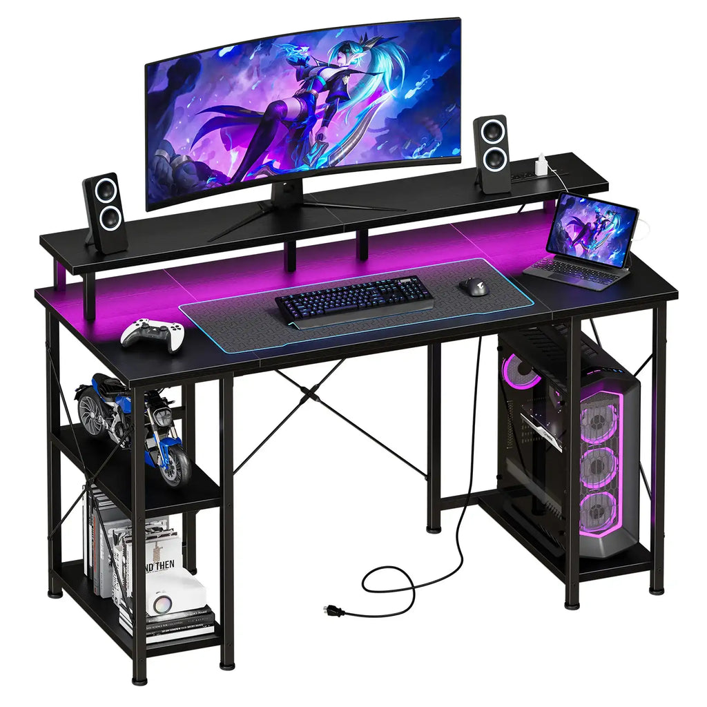 JHK 48" RGB Gaming & Office Desk with Drawers - BaseMaxCore