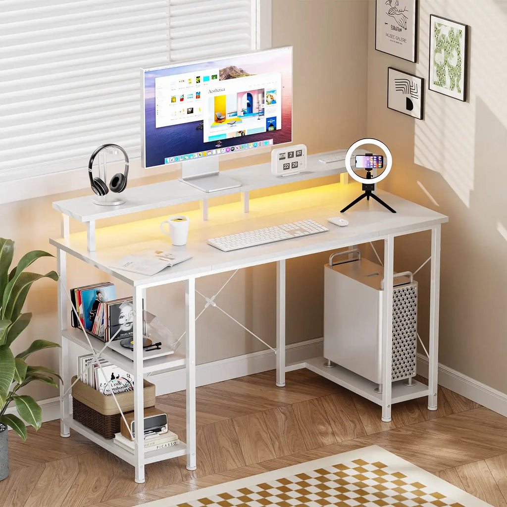 JHK 48" RGB Gaming & Office Desk with Drawers - BaseMaxCore