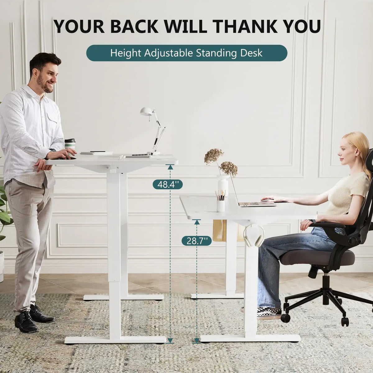 JHK 63" Electric Height Adjustable Standing Desk - BaseMaxCore