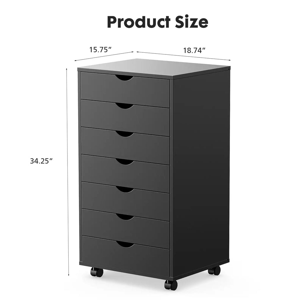 JHK 7-Drawer Rolling Storage Cabinet with Wheels - BaseMaxCore