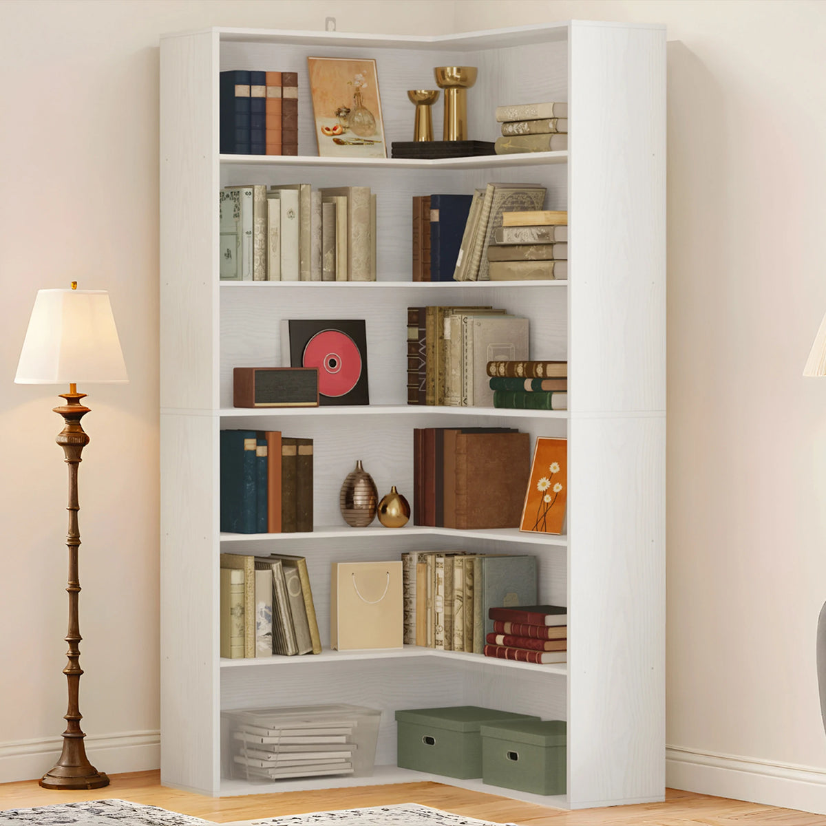 L-Shaped Corner Bookshelf with Baffles - BaseMaxCore