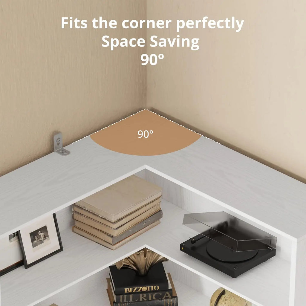 L-Shaped Corner Bookshelf with Baffles - BaseMaxCore