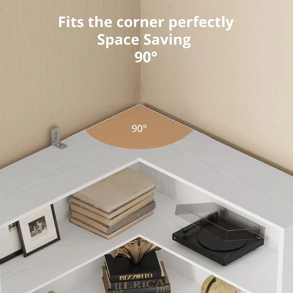 L-Shaped Corner Bookshelf with Baffles - BaseMaxCore