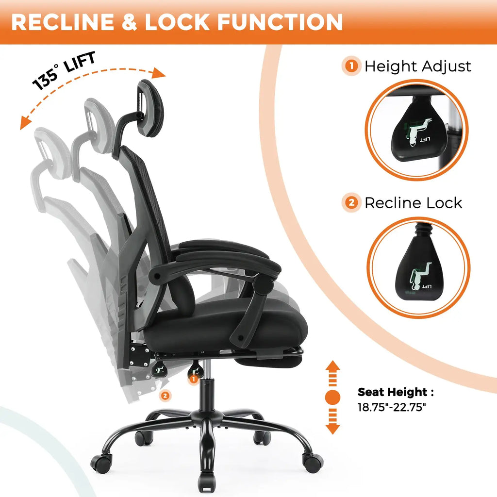 MCQ High Back Ergonomic Reclining Office & Gaming Chair - BaseMaxCore