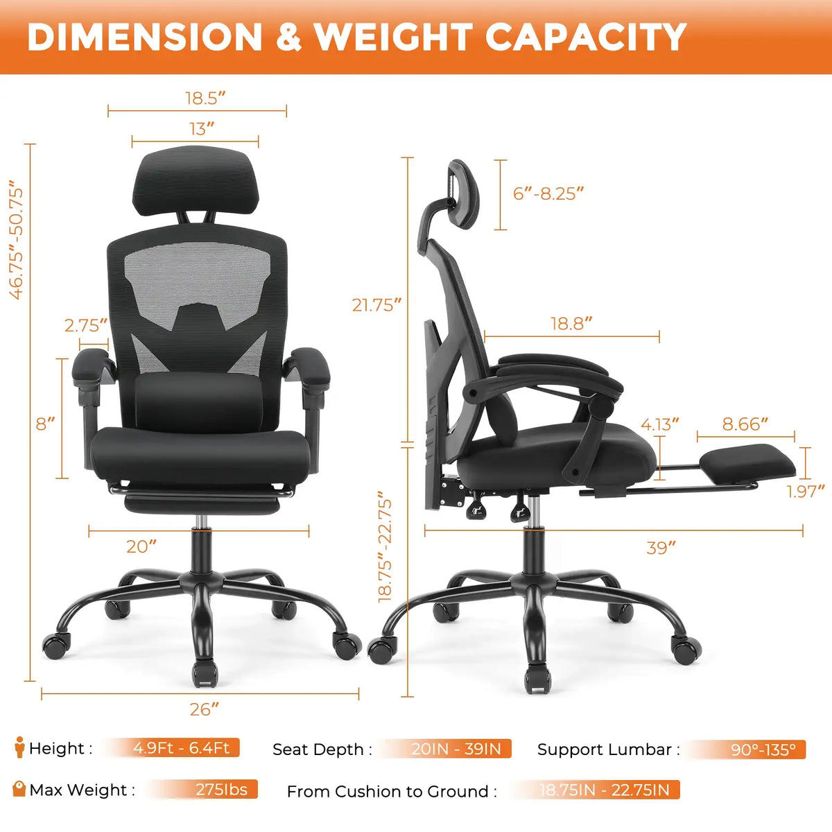 MCQ High Back Ergonomic Reclining Office & Gaming Chair - BaseMaxCore