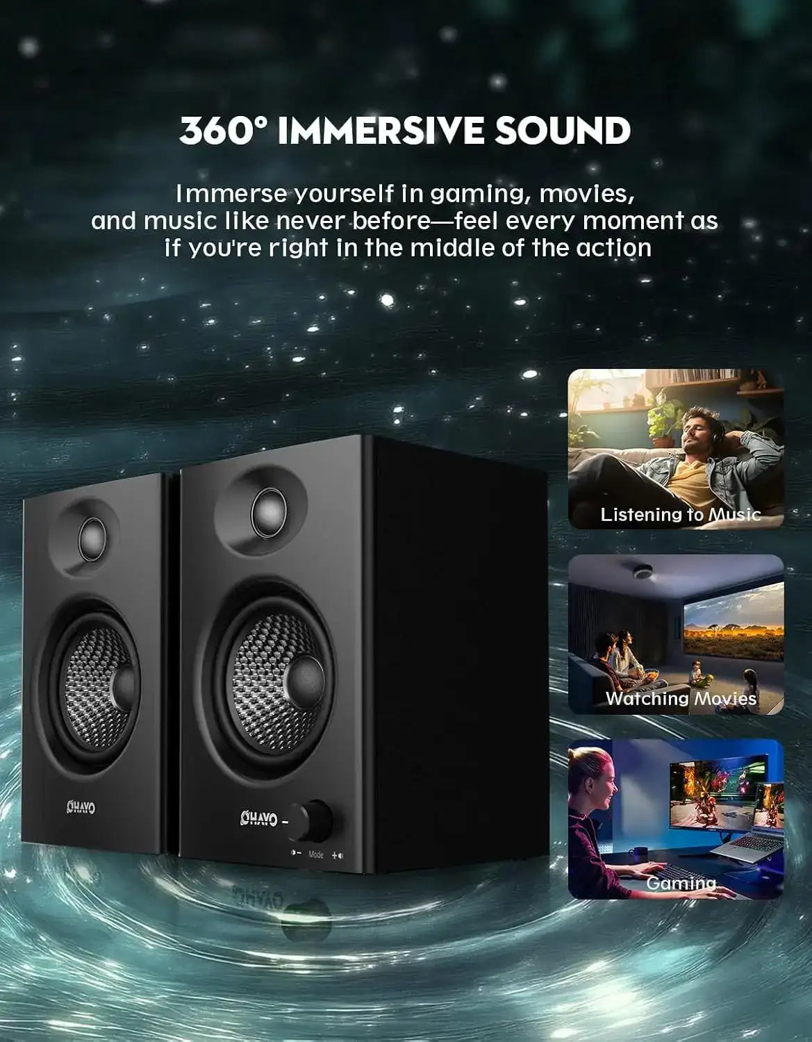 Ohayo 60W Bluetooth Bookshelf Speakers - BaseMaxCore