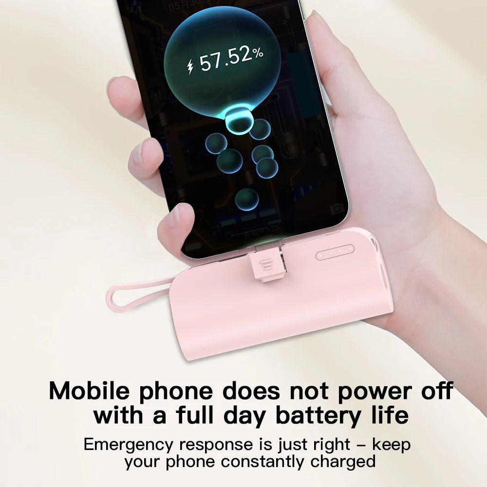 Mini 5,000mAh Power Bank with Built-In Cables - BaseMaxCore