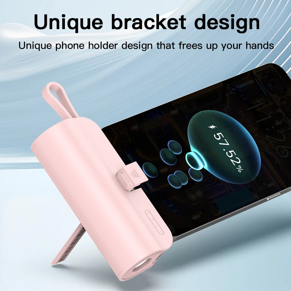 Mini 5,000mAh Power Bank with Built-In Cables - BaseMaxCore