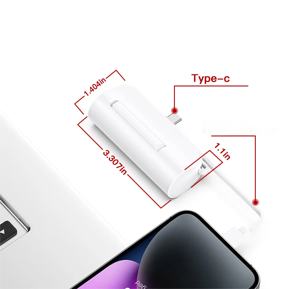 Mini 5,000mAh Power Bank with Built-In Cables - BaseMaxCore