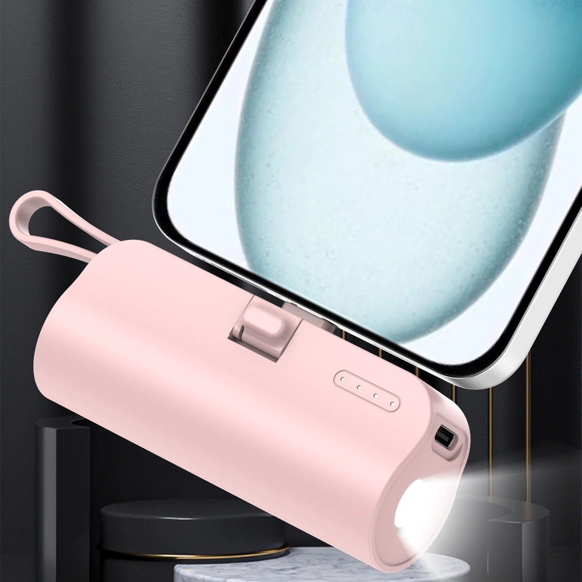 Mini 5,000mAh Power Bank with Built-In Cables - BaseMaxCore