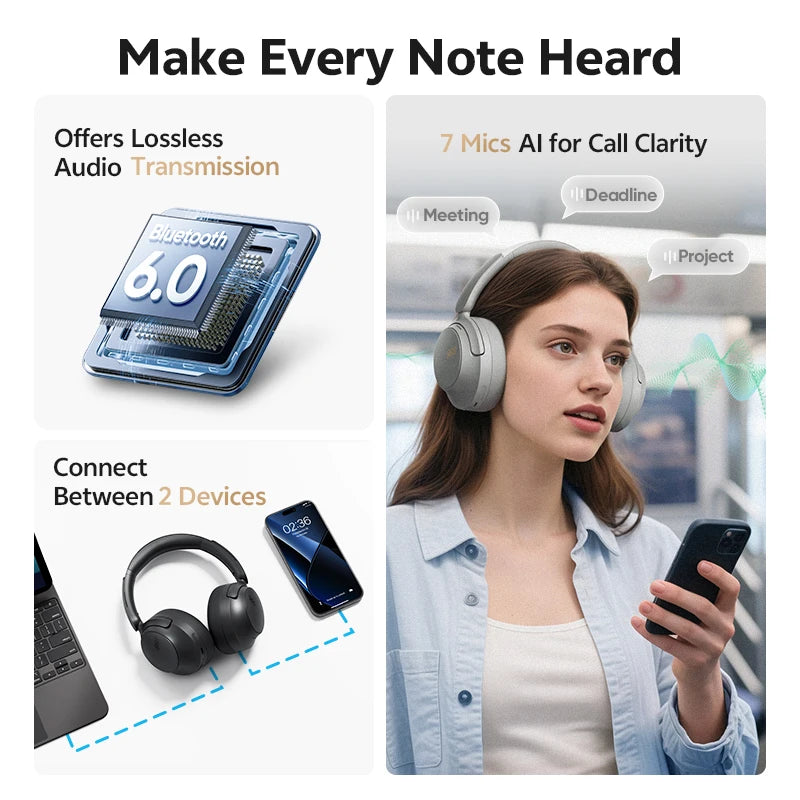QCY H3S ANC Wireless Headphones - BaseMaxCore