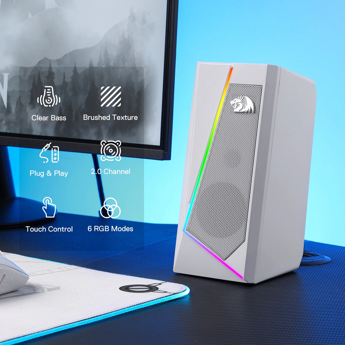 Redragon GS520 RGB Desktop Speakers - BaseMaxCore