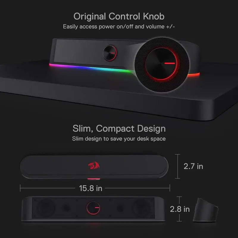 Redragon GS560 RGB Desktop Soundbar - BaseMaxCore