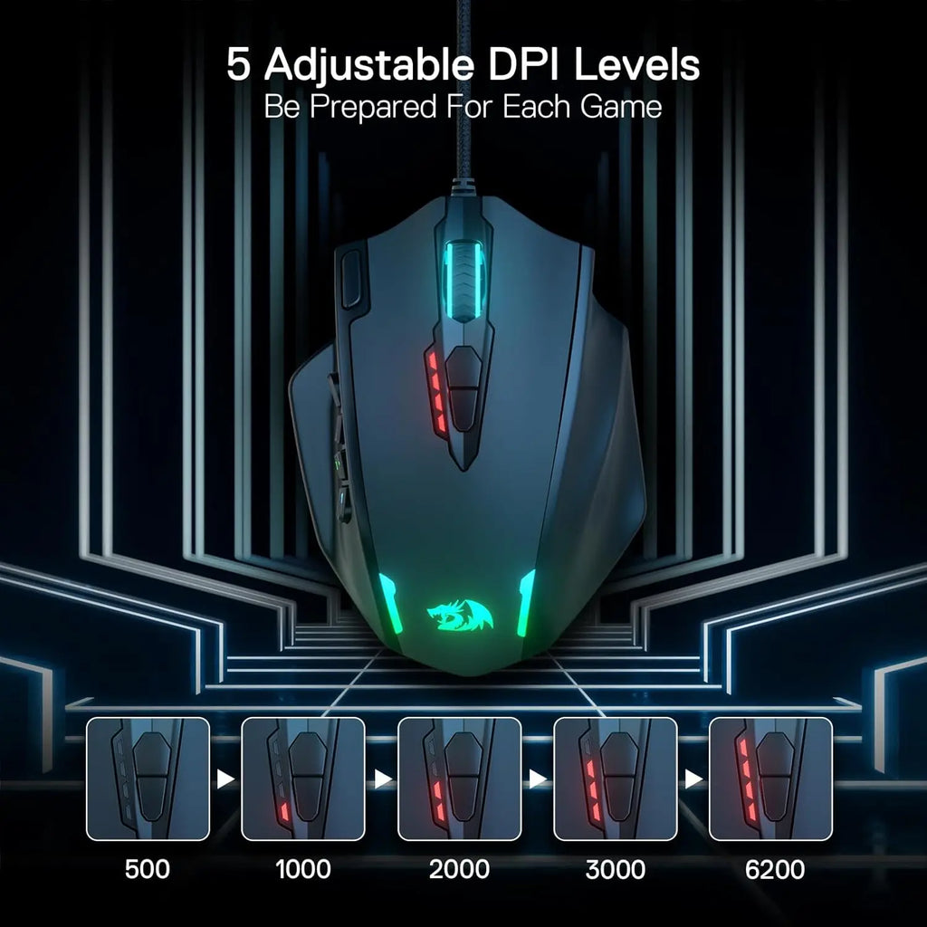 Redragon M908 RGB Wired Gaming Mouse - BaseMaxCore