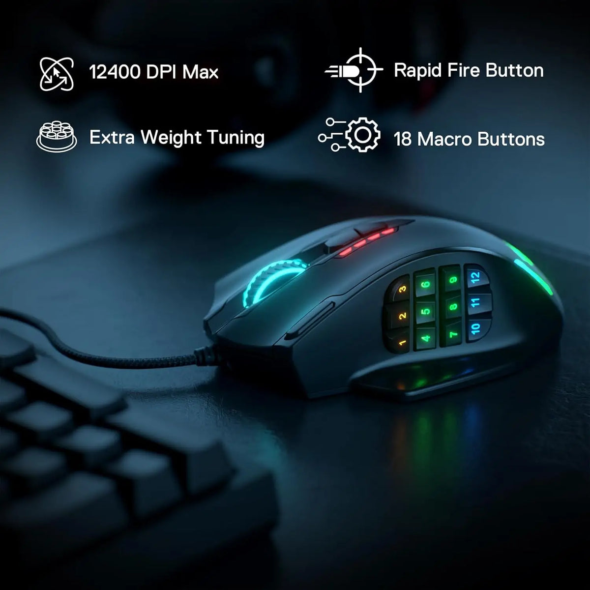 Redragon M908 RGB Wired Gaming Mouse - BaseMaxCore