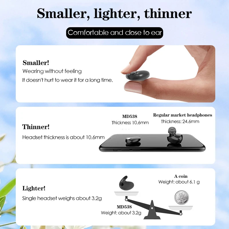 SK Ultra-Thin Sleep Bluetooth Earbuds - BaseMaxCore