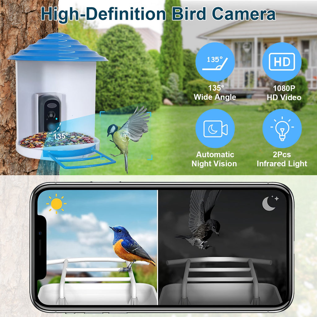 Smart Solar Bird Feeder with AI Camera - BaseMaxCore