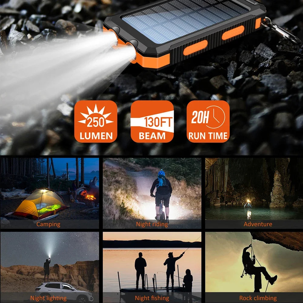 Solar Power Bank with Flashlight & Compass - BaseMaxCore