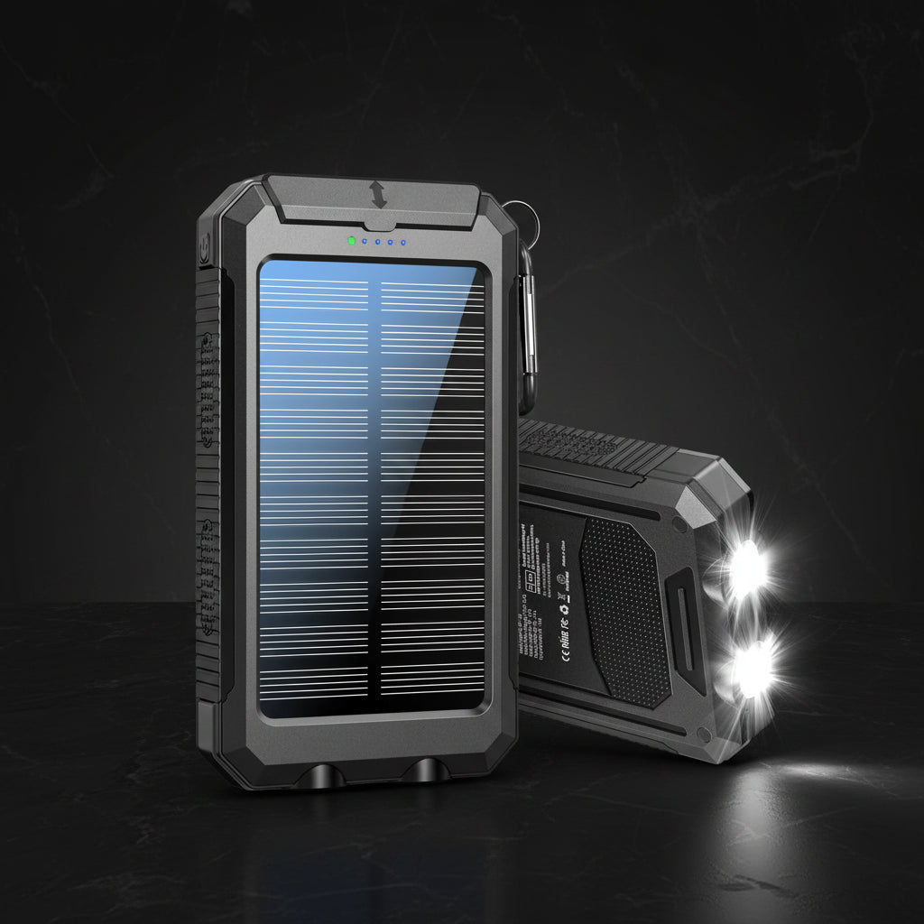 Solar Power Bank with Flashlight & Compass - BaseMaxCore