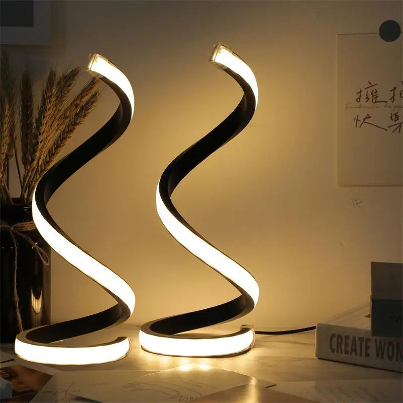 Spiral S-Curve LED USB Desk Lamp - BaseMaxCore