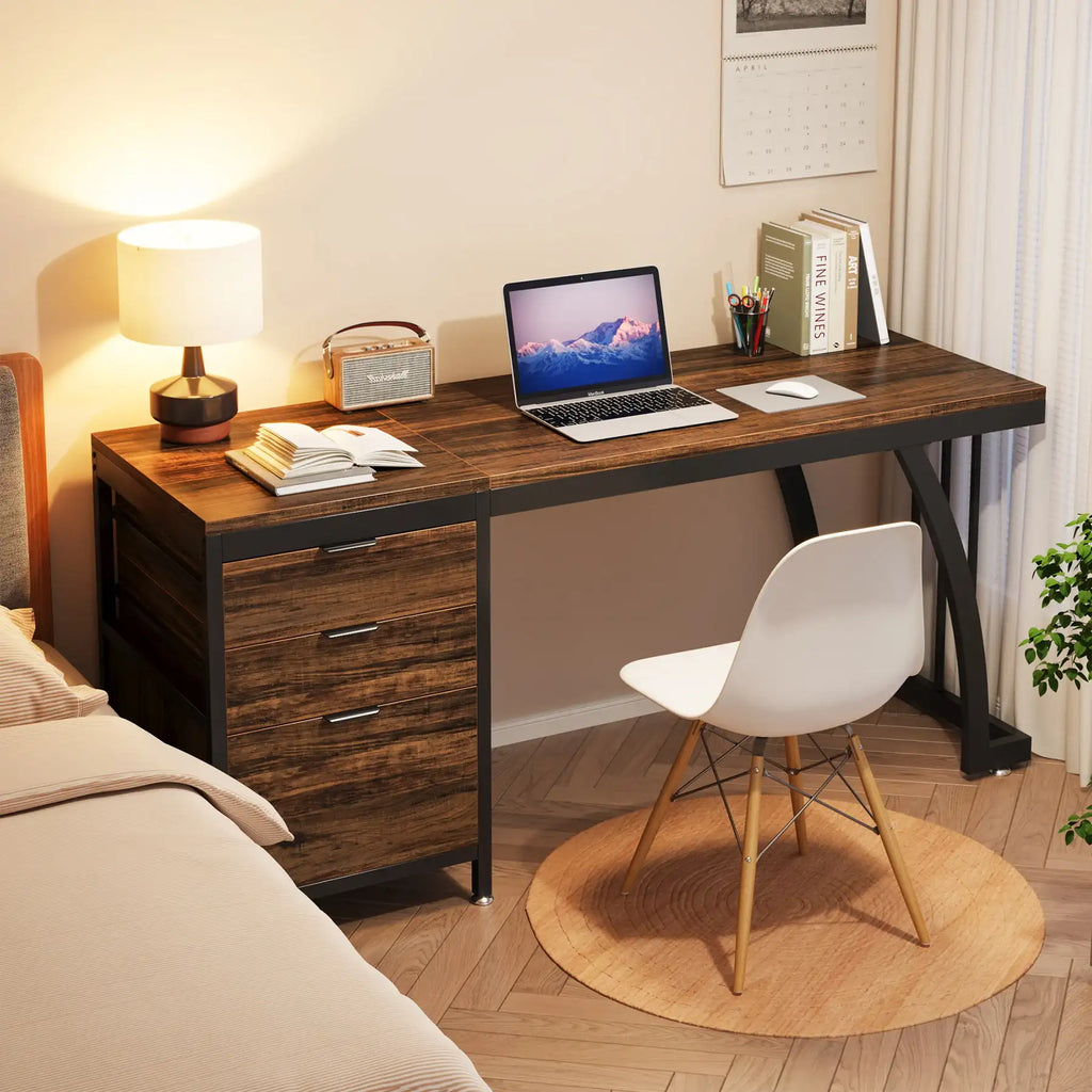 Tribesigns 59" Industrial Computer Desk with 3 Drawers - BaseMaxCore