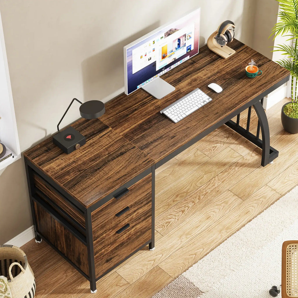 Tribesigns 59" Industrial Computer Desk with 3 Drawers - BaseMaxCore