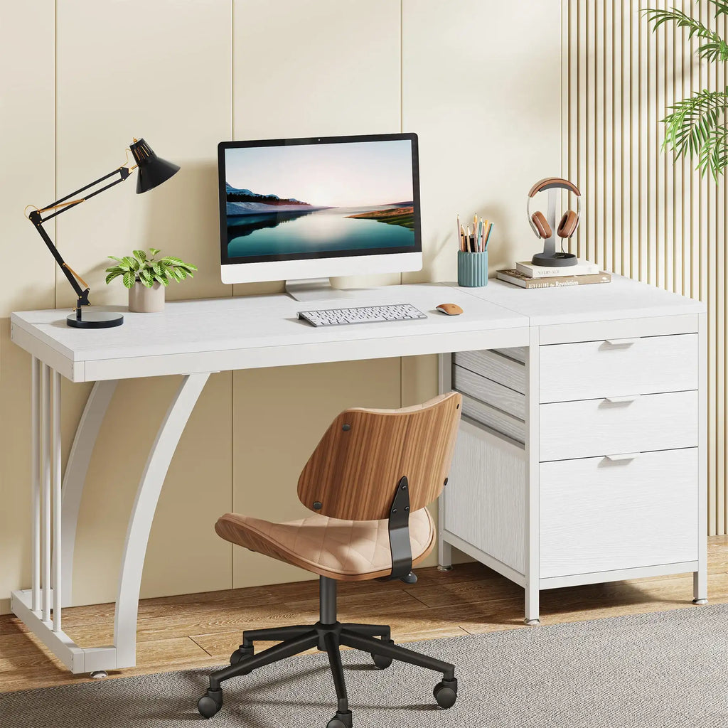 Tribesigns 59" Industrial Computer Desk with 3 Drawers - BaseMaxCore